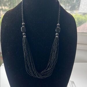 Black Multi-Strand Beaded Necklace - Women's Jewelry